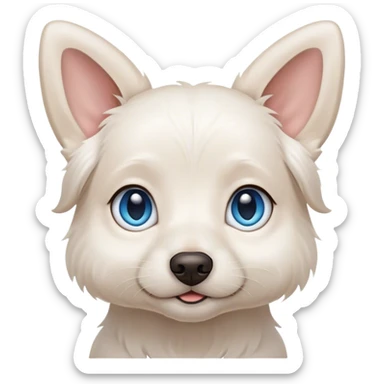Blue eyed small white dog ffloppy ears sticker
