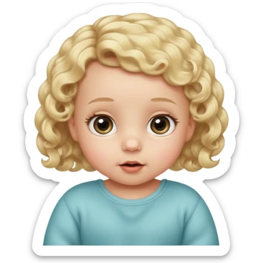 The head of a cherubic infant baby with a single curl tuff of hair and big dreamy eyes and extra long eyelashes sticker