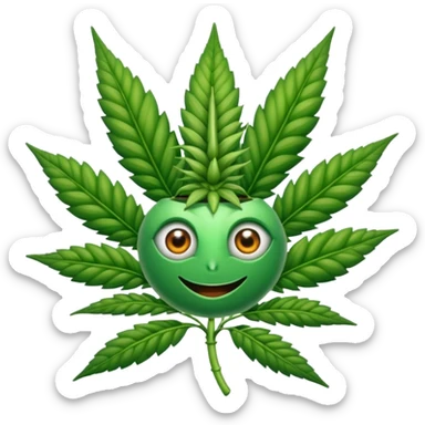 crea una planta de marihuana con ojos sticker