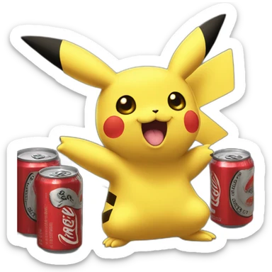 pikachu raver with can beer sticker