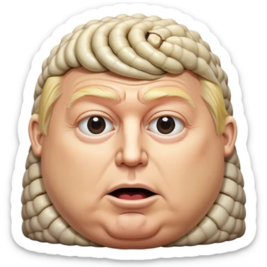 donald trumps head on a giant maggot body sticker