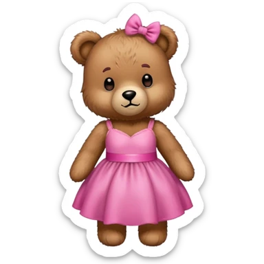 teddy bear with pink dress sticker