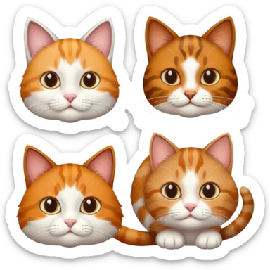 3 cats different colours including brown tabby and white, calico, and ginger and white sticker