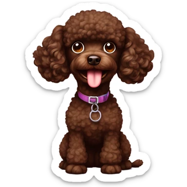 Chocolate brown toy poodle dog with tongue inside sticker