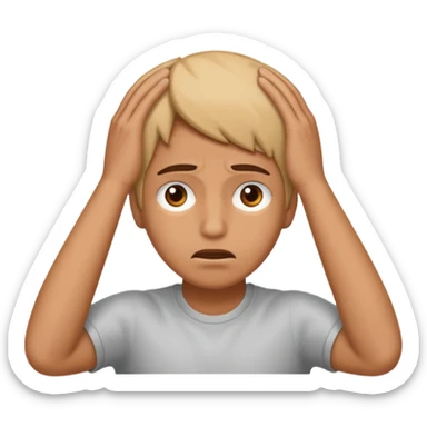 manos a la cabeza, de preocupacion sticker