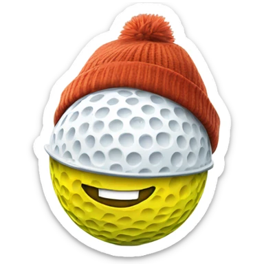 A golf ball wearing a winter hat smiling sticker
