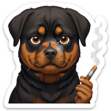 Rottweiler dog smoking a blunt sticker