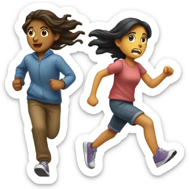 a girl running from a boy  sticker