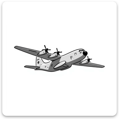 AC-130 gunship military aircraft with visible cannons and weapons flying sticker