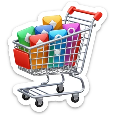 shopping cart filled with video play buttons sticker