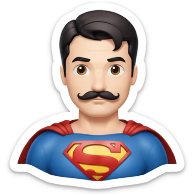 super man with mustache sticker