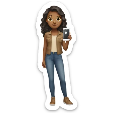 Girl with tan skin taking a selfie full body sticker