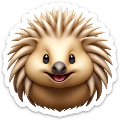 Cinematic Comical Echidna Portrait Emoji, Head tilted dramatically with an exaggeratedly amused expression, featuring a quirky, spiky fur with a scrunched-up face and wide, expressive eyes full of playful disbelief, Simplified yet hilariously expressive features, highly detailed, glowing with a slightly sassy glow, high shine, dramatic yet playful, stylized with an air of cheeky mischief, bright and endearing, soft glowing outline, capturing the essence of a spirited and over‐the‐top echidna, so meme‐worthy it feels like it could prick its way into internet fame instantly! sticker