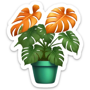 all orange monstera plant in pot sticker