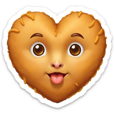 Chicken nugget heart face sticker