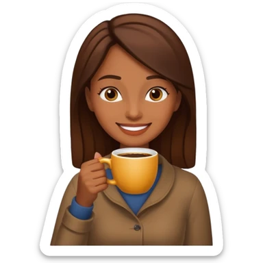 Mulher morena tomando café  sticker