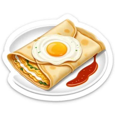 Chinese Crepe Jianbing folded with sauce and egg, simplified emoji style with bold outlines and bright colors, cartoon style popular street breakfast sticker