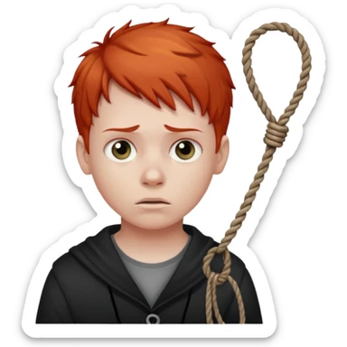 red headed boy holding a noose  sticker