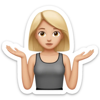 A girl shrugging his shoulders with a 6 above his left hand and a 7 above his right hand. sticker