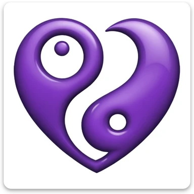 purple heart with a yin-yang symbol sticker