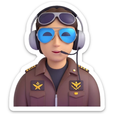 pilot with aviator sunglasses and headset sticker