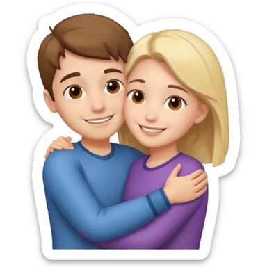 Boy and girl hugging each other in love sticker