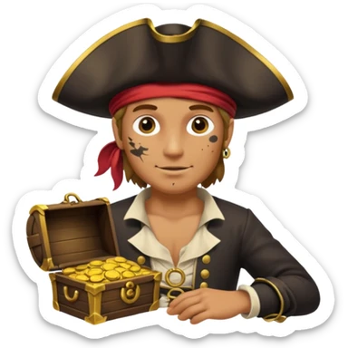 pirate with treasure sticker