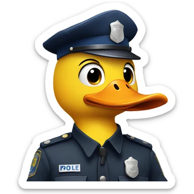 Duck with police cap sticker
