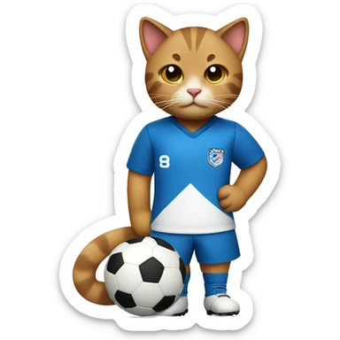 a cat in a blue soccer uniform
 sticker