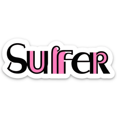 cute but dramatic aesthetic, bold glittery text that says 'suffer', pink sparkly background sticker