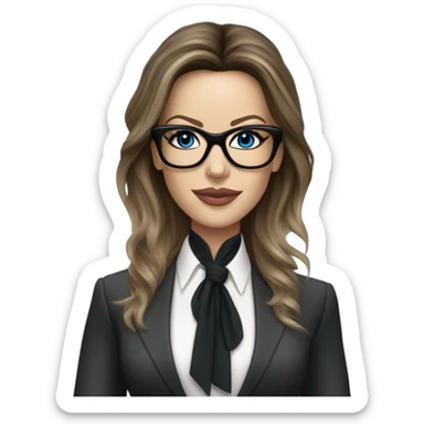  Realistic classy photo Kate Beckinsale blue eyes wearing glasses in a business meeting high fashion  sticker