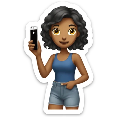 Girl with tan skin taking a selfie full body sticker