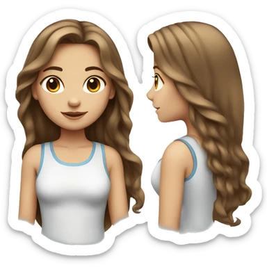 girl with long brown hair, light skin and blue eyes sticker