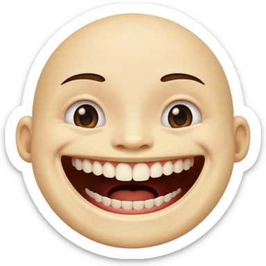 Laughing emoji and gap between the upper middle two teeth sticker