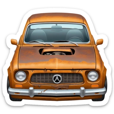 carro dañado con capo asia arriba que se vea el motor sticker