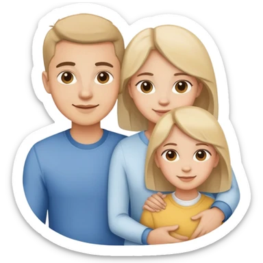 brother with two sisters, happy family portrait sticker