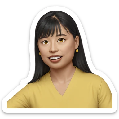 smiling girl in yellow shirt sticker