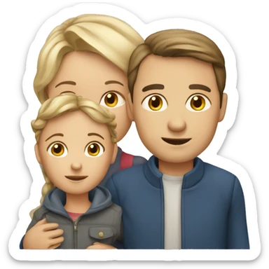 french-russian parents with two children sticker