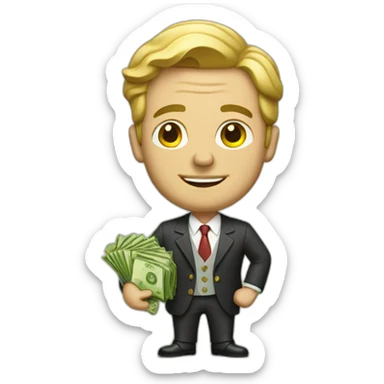 Rich man with money sticker