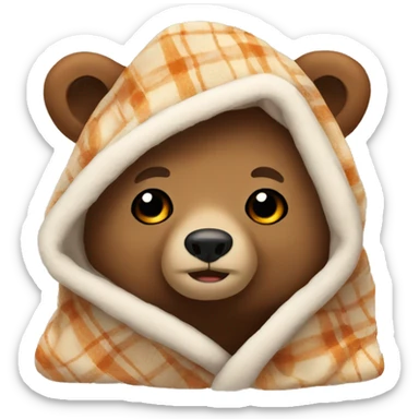 bear cozy in blanket sticker