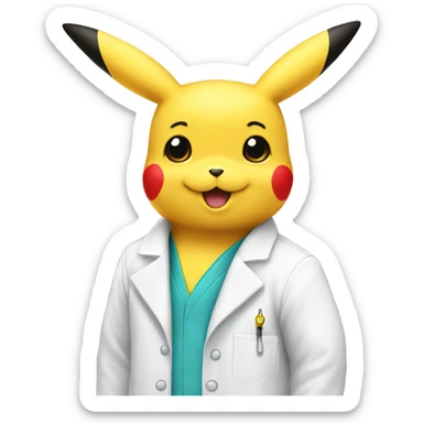 pikachu wears lab coat  sticker