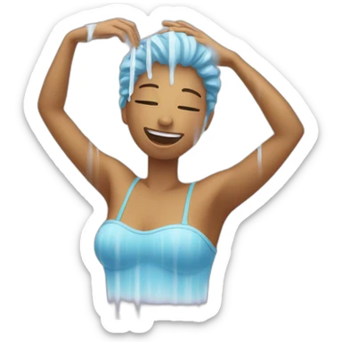 Person taking a shower sticker