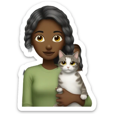 Girl with cat at home sticker