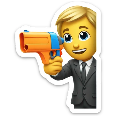 Ecommerce Sales person peeking a corner with a water gun sticker