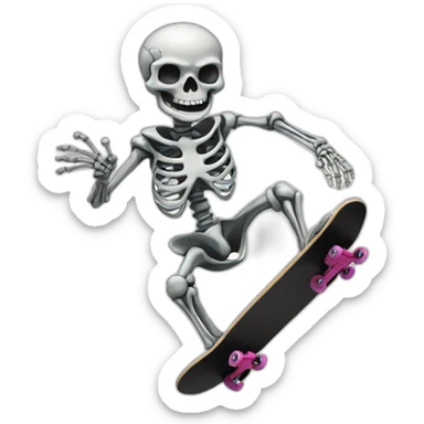 skeleton on frie skateing on skate and making kickflip sticker