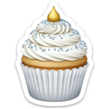 Glitter White Cupcake sticker