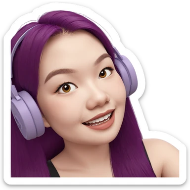 smiling girl with purple hair sticker