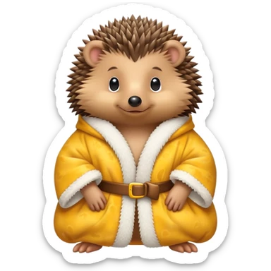 hedgehog wearing a ducky robe sticker