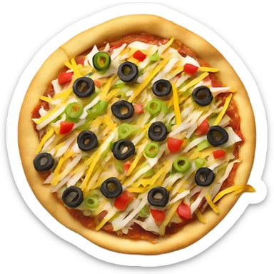 Create a taco pizza with tri color tortilla strips on top sticker