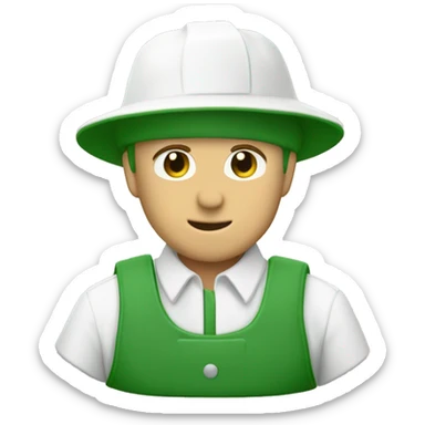 gardener pith helmet jacket white green trees  sticker